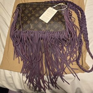 Brand NEW rare Vintage Boho Purple Fringe LV Crossbody